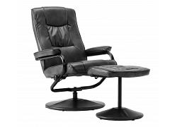 Black Faux Leather Office Swivel Reclining Chair 1